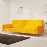 VidaXL Canapea extensibilă cu 2 locuri, 2 perne, galben, catifea