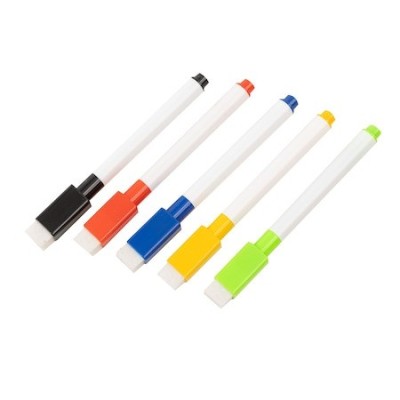 Marker cu stergere uscata scriere universala pentru diverse table, varf negru, culoare capac multicolor foto