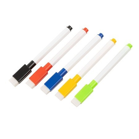 Marker cu stergere uscata scriere universala pentru diverse table, varf negru, culoare capac multicolor