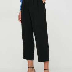 MICHAEL Michael Kors pantaloni femei, culoarea negru, drept, medium waist