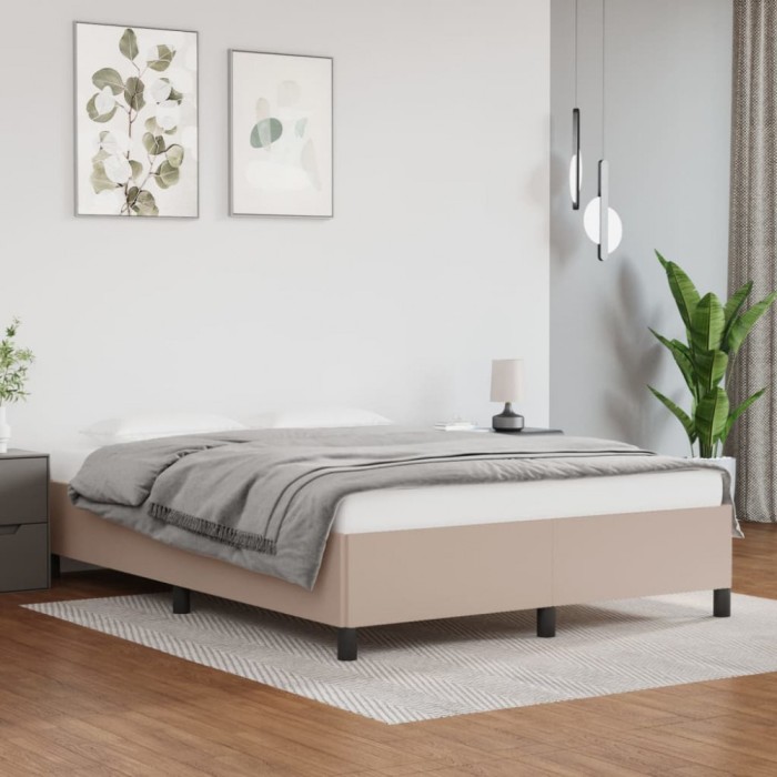vidaXL Cadru de pat, cappuccino, 140x200 cm, piele ecologică 347256