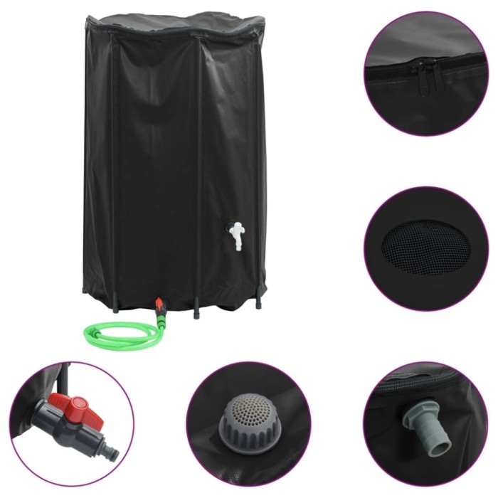 Rezervor de apa cu robinet, pliabil, 1000 L, PVC