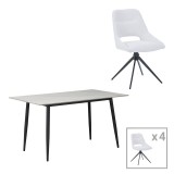 Cumpara ieftin Set masa si scaune 5 piese Gustas-Luciano I Bej 120x60x75 cm