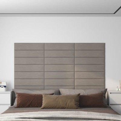 vidaXL Panouri de perete 12 buc. gri deschis 60x15 cm catifea 1,08 m&amp;sup2; foto