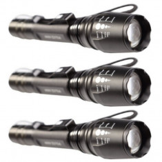 3 x Lanterna LED Cree XML T6 Cu 2 Acumulatori si Incarcator Priza si Masina