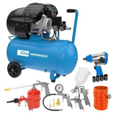 Set compresor cu doi cilindri 405 10 50 Gude 71177, 2200 W, 50 l, 10 bari, 15 piese foto