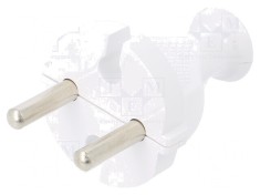 Conector Alimentare AC Tată 2P 230V 10A Alb pe Cablu