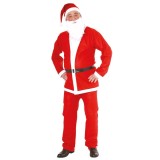 Costum Mos Craciun adult universal, 5 piese cu accesorii, rosu