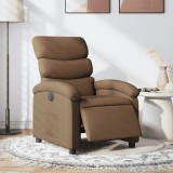 VidaXL Fotoliu rabatabil electric, maro, material textil