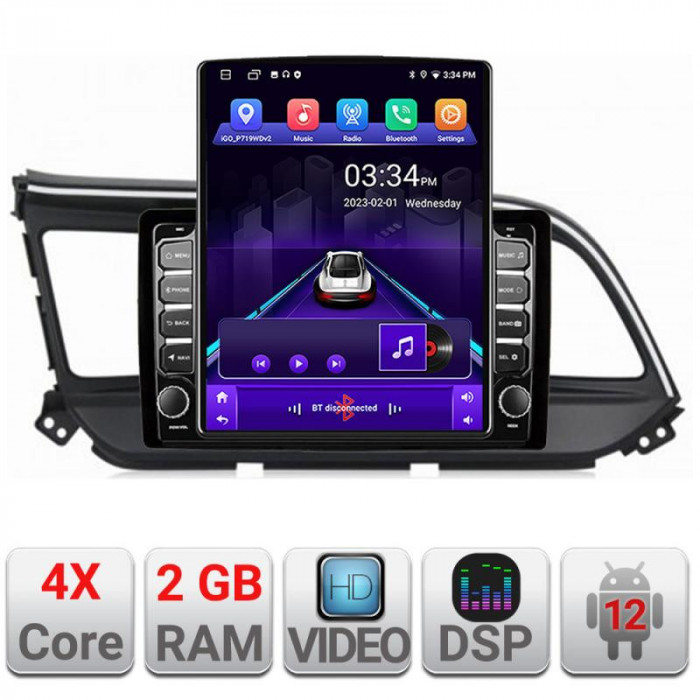 Navigatie dedicata Hyundai Elantra 2018- K-1581 ecran tip TESLA 9.7&quot; cu Android Radio Bluetooth Internet GPS WIFI 2+32 DSP Quad CarStore Technology