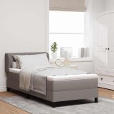 Cumpara ieftin Pat boxspring cu saltea Gri taupe 90 x 200 cm țesătură