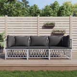vidaXL Set mobilier gradina 3 piese alb otel cu perne pentru exterior confortabil