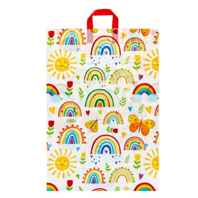 Sacosa Cadou, No Brand, Curcubeu Fluturi Inimi, Multicolor, 50x10x70cm foto