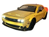 Macheta Dodge Challenger galben cromat SRT 1:24 replica metal lumini si sunete, usi deschise