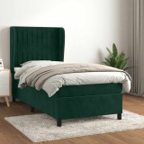 vidaXL Pat box spring cu saltea, verde &icirc;nchis, 100x200 cm, catifea 3129318