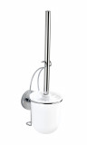 Perie de toaleta cu suport autoadeziv, Wenko, Milazzo Vacuum-Loc&reg;, 10 x 36.5 x 12 cm, inox