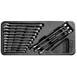 Set chei combinate 14 piese NEO TOOLS, otel CrV, 6-19 mm, modul sertar