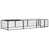 Cumpara ieftin Tarc caini 8 panouri negru 100x50 cm, otel vopsit electrostatic