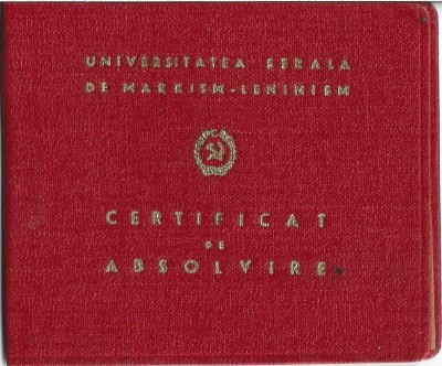 A3184N Certificat de absolvire Universitatea serală de marxism-leninism, 1966, București foto