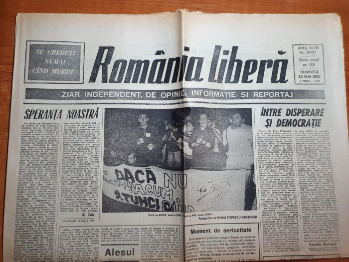 romania libera 20 mai 1990-articol dragos paslaru si ziua primului vot liber