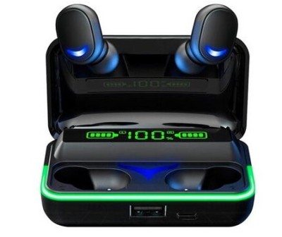 Casti True Wireless Rebel SN-E10, Bluetooth, Touch Control, Functie PowerBank Negru SLU0062 foto