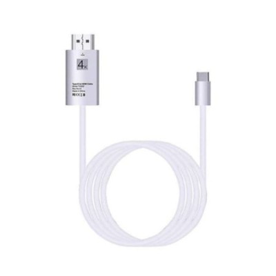 Cablu USB 3.1 Type C la HDMI 4K - Adaptor HUB de tip C pentru video HDMI 2 metri pentru Samsung Xiaomi si dispozitivele cu mufa Tip C, Alb foto