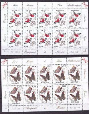 Monaco 2002 fauna fluturi MI 2573/2578 kleib. MNH foto