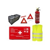 Kit siguranta auto complet trusa cutie rosie DIN 13164-2022 vesta 2 triunghiuri geanta stingator Runkit