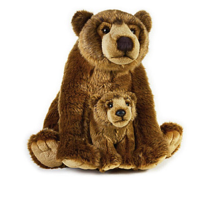 Urs grizzly cu pui 31 cm-Jucarie din plus National Geographic foto