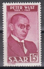 SAAR 1950 - A 10-a aniversare a morții lui Peter Wust, Cota 12 EURO, MNH