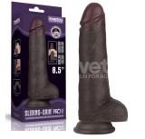 Dildo Realist Sliding-Skin PRO II, Silicon Dubla Densitate, Negru, 21.5 cm