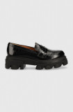 Cumpara ieftin Charles Footwear mocasini de piele Mey femei, culoarea negru, cu platforma, Mey.Loafer.Basic