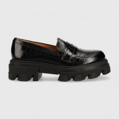 Charles Footwear mocasini de piele Mey femei, culoarea negru, cu platforma, Mey.Loafer.Basic