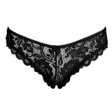 Chiloți Dantelă, Model Brazil, Design Talie V, Culoare Negru, Mărime One Size