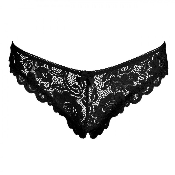 Chiloți Dantelă, Model Brazil, Design Talie V, Culoare Negru, Mărime One Size