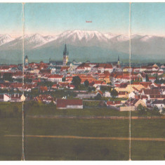 SV * Sibiu * VEDERE GENERALA * 1918 * CARTE POSTA TRIPLA verticala * color