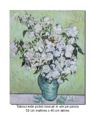 Cumpara ieftin Tablou pictat manual, Trandafiri albi - 50x40cm ulei pe panza, reproducere Vincent van Gogh