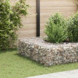 Strat inaltat gabion vidaXL, 40x40x40cm, sarma otel, argintiu, jardiniera decorativa, bordura gradina, rezistent intemperii