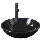 Cumpara ieftin Chiuveta baie, robinet&amp;scurgere tip push, negru, sticla calita