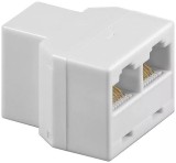 Adaptor RJ45 Mama la 2x RJ45 Mama Goobay, 8P8C ISDN, Splitter/Distribuitor Y, CAT5, Alb