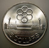 E.030 SINGAPORE 7th SEAP GAMES 5 DOLLARS 1973 AUNC ARGINT