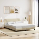 vidaXL Cadru de pat cu tăblie, crem, 160x200 cm, textil