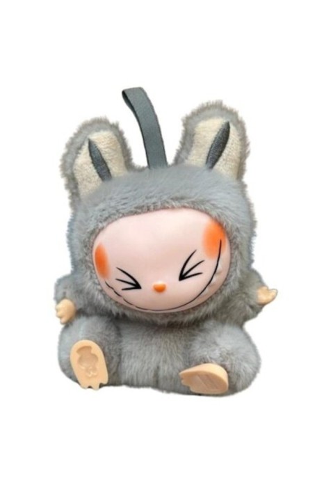 Figurine Labubu, Micutul Monstru Pufos, 18 cm, Gri, in cutie