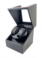 Watch Winder Negru Carbon cu Cusatura Rosie 2+0 foto