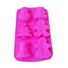 Forma silicon pentru prajituri, 6 cavitati, Sarbatori de iarna, 153COF