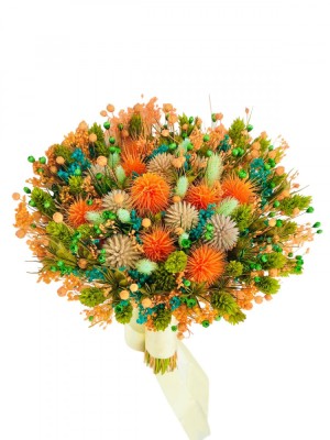 Buchet de Flori Eventissimi - Plante Uscate, Portocaliu Verde foto