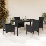 vidaXL Set mobilier de grădină cu perne 5 piese negru poliratan&amp;sticlă 3278545