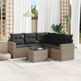 VidaXL Set mobilier grădină cu perne, 6 piese, gri, poliratan