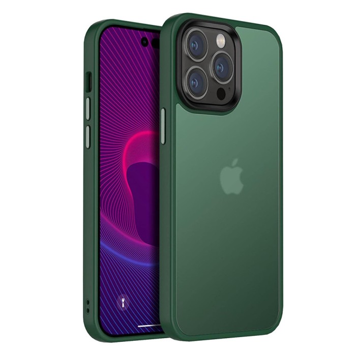 Husa cu protectie la camere si finisaj mat compatibil apple iphone 12 pro max, smoked, verde