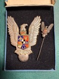 Insigna Pilot Militar perioada Mihai I prindere cu tub la cutie cu miniatura